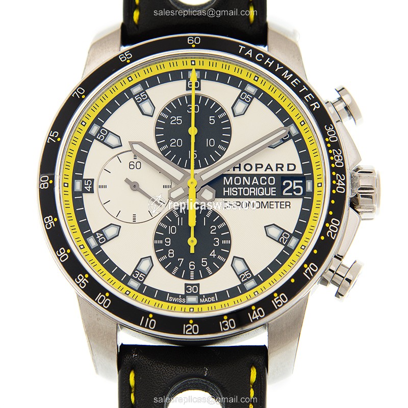 Chopard 168570-3001 Replica - Automatic - White Dial - Steel Case - Black Leather Strap - Luxury Replica MILLE MIGLIA GT XL Watch